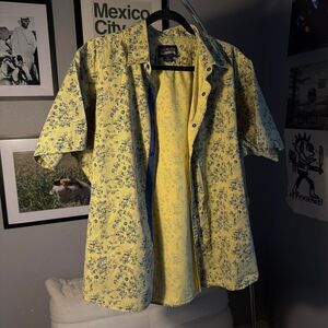 Cremieux Men's Yellow and Green Shirt